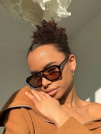 Lunettes de soleil femme style aviateur, monture ovale