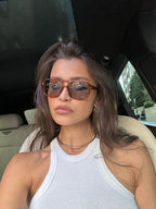 Lunettes de soleil femme style aviateur, monture ovale