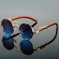 Lunettes de soleil homme ovales, monture en métal, style rétro, bleu