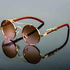 Lunettes de soleil homme ovales, monture en métal, style rétro, brun