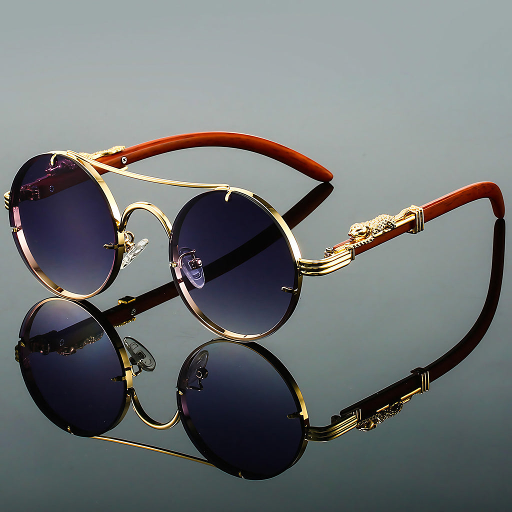 Lunettes de soleil homme ovales, monture en métal, style rétro, gris