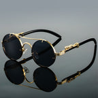 Lunettes de soleil homme ovales, monture en métal, style rétro, noir