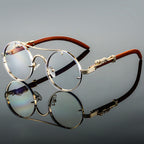 Lunettes de soleil homme ovales, monture en métal, style rétro, verres clairs