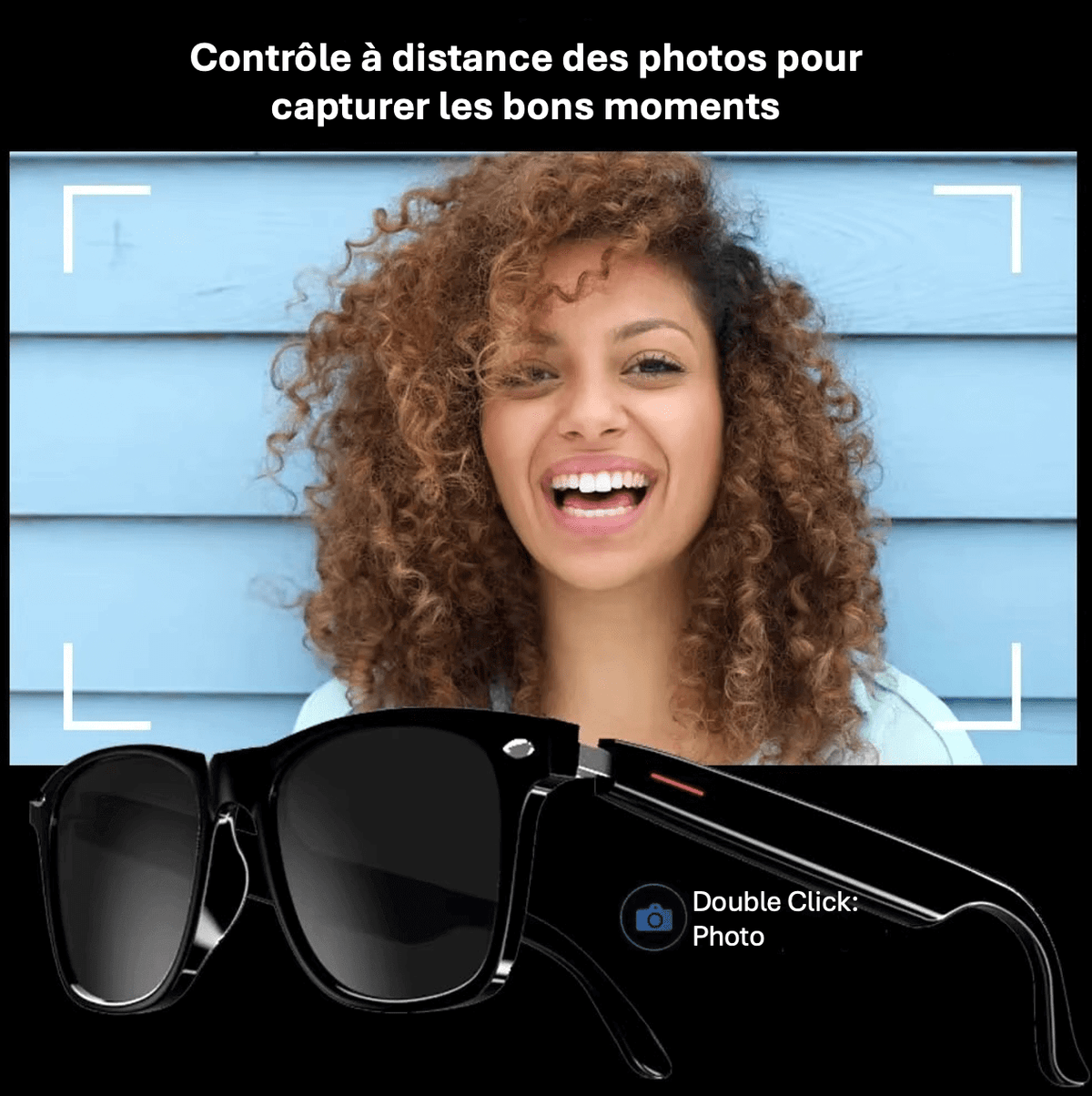 Lunettes de soleil connectées avec caméra intégrée et Bluetooth