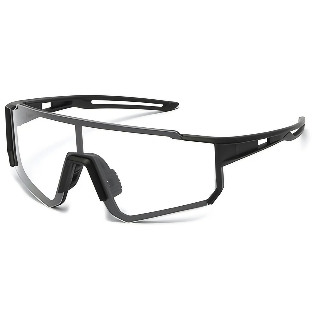 Lunettes de vélo en polycarbonate, verres antireflet, 30 g, monture noire, verres miroir blancs