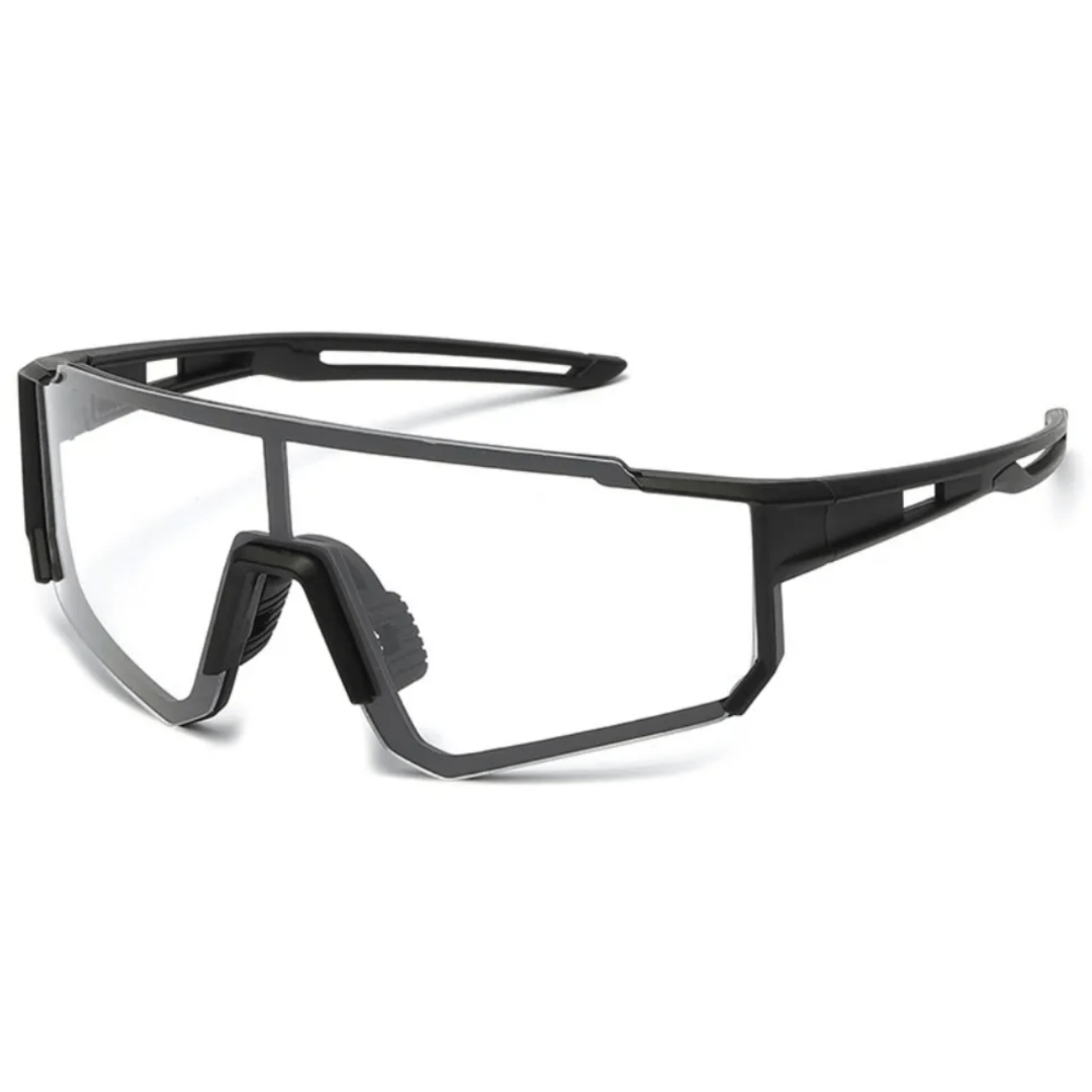 Lunettes de vélo en polycarbonate, verres antireflet, 30 g, monture noire, verres miroir blancs