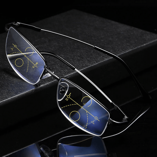 Lunettes multifocales mixtes, monture en métal, filtre lumière bleue