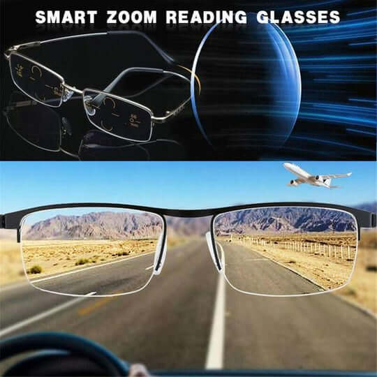 Lunettes multifocales mixtes, monture en métal, filtre lumière bleue