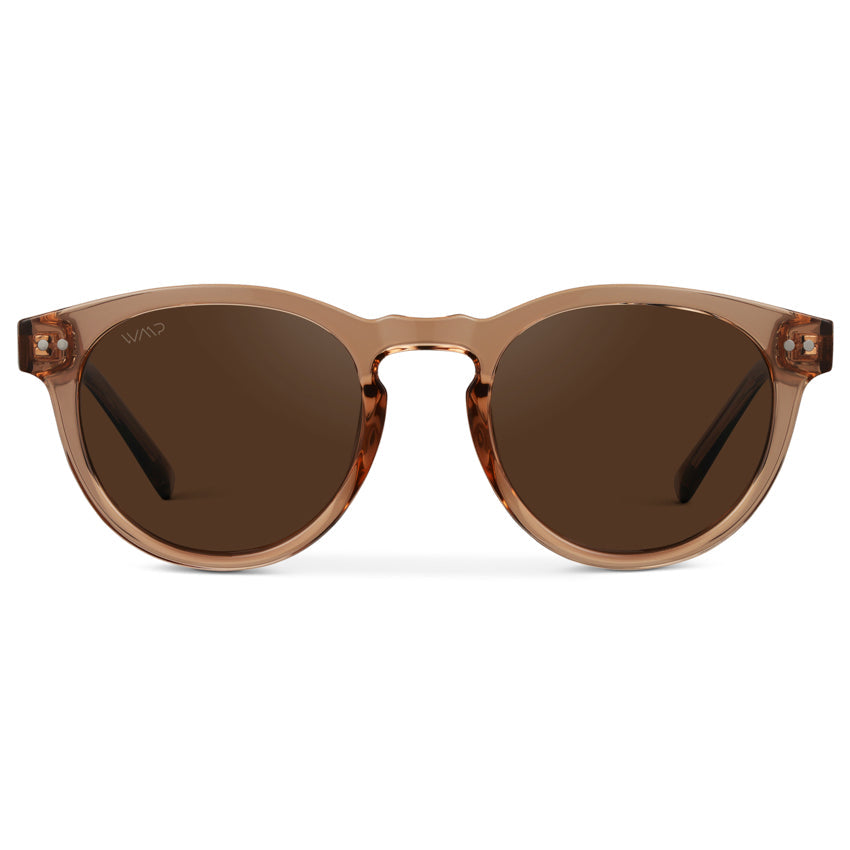 Lunettes de soleil rondes femme, verres polarisés, marron
