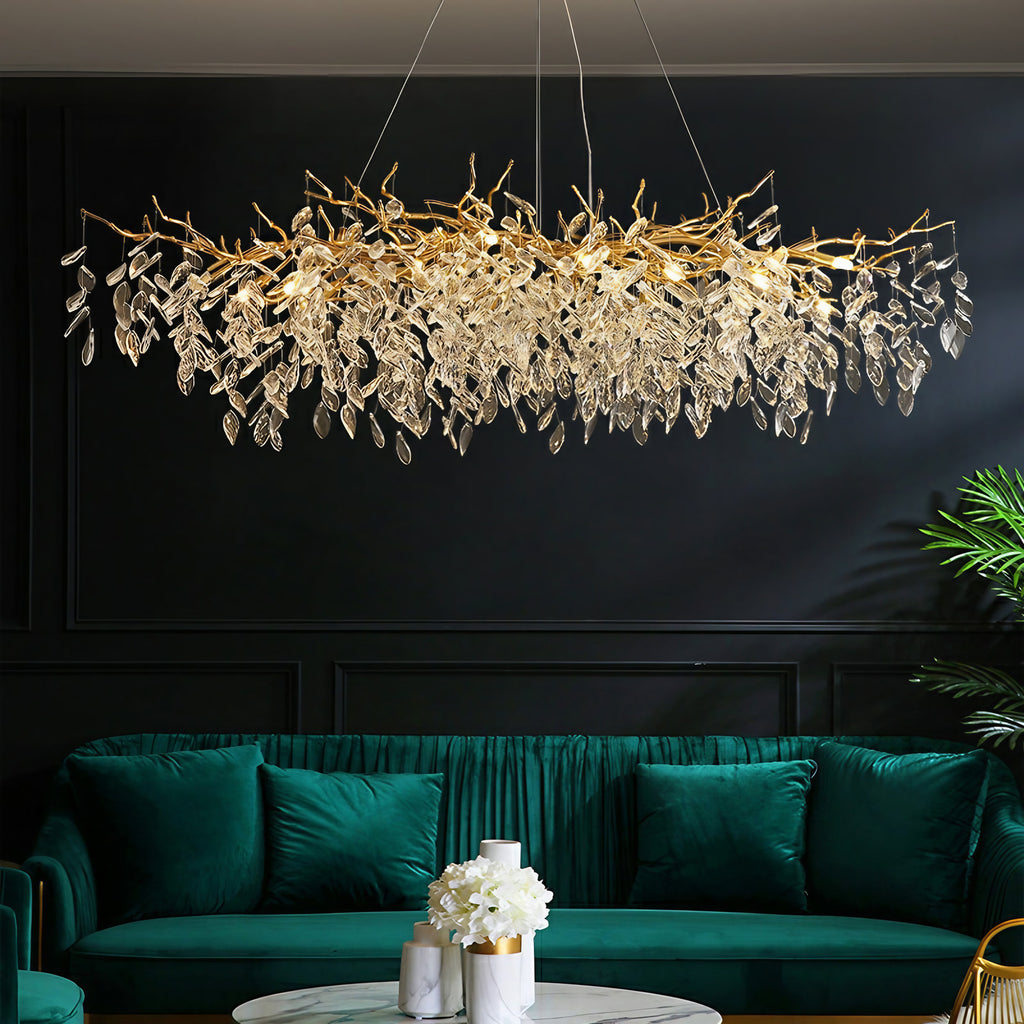 Lustre à branches en cristal et aluminium, de 6 à 14 lumières