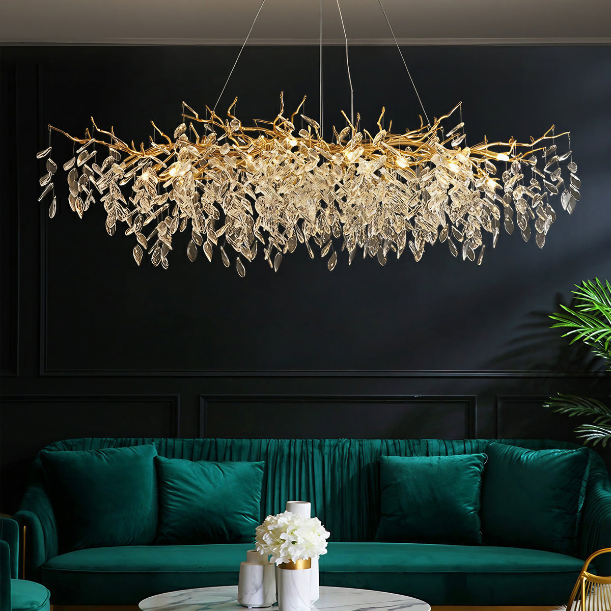 Lustre à branches en cristal et aluminium, de 6 à 14 lumières