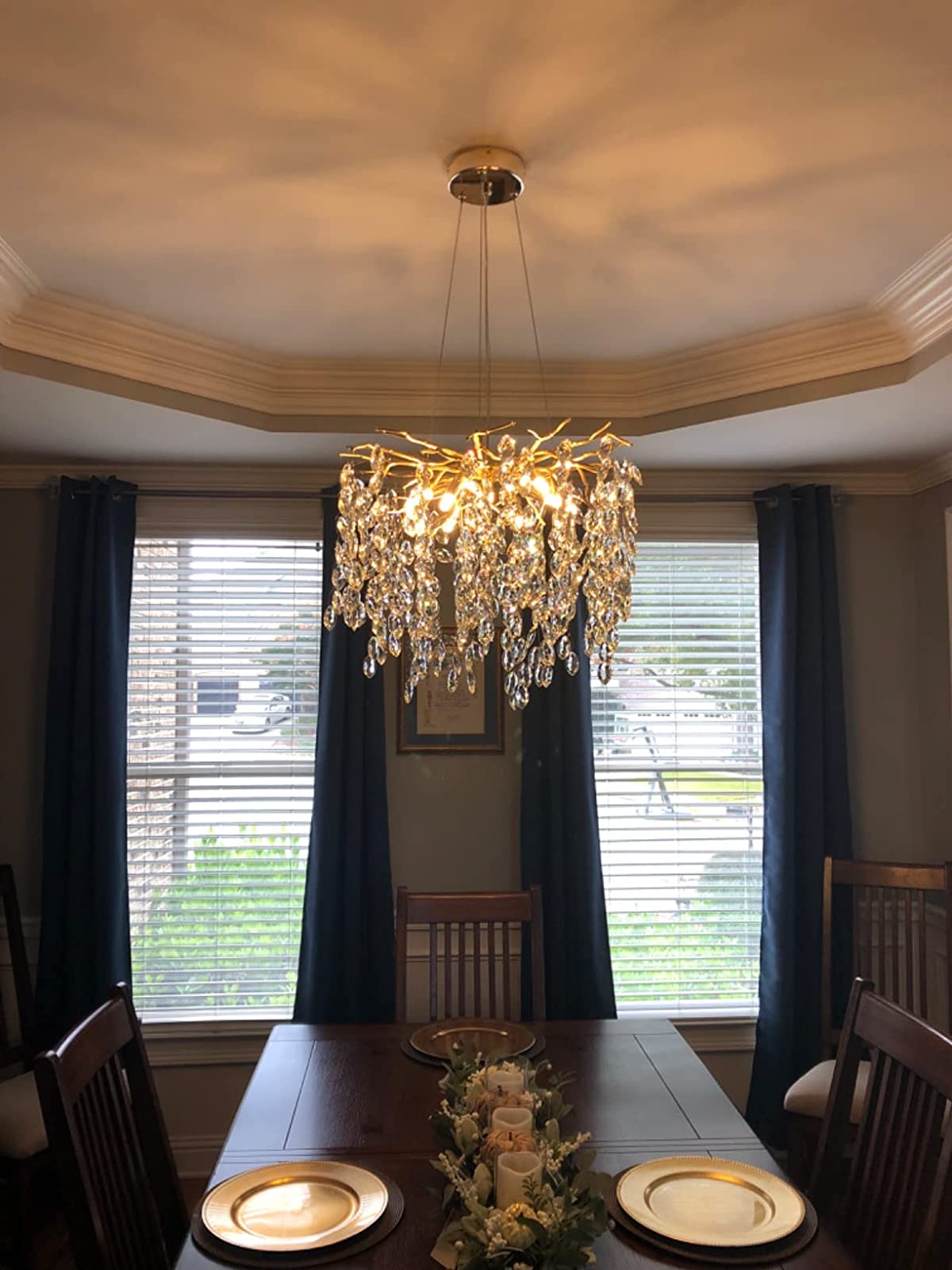 Lustre à branches en cristal et aluminium, de 6 à 14 lumières