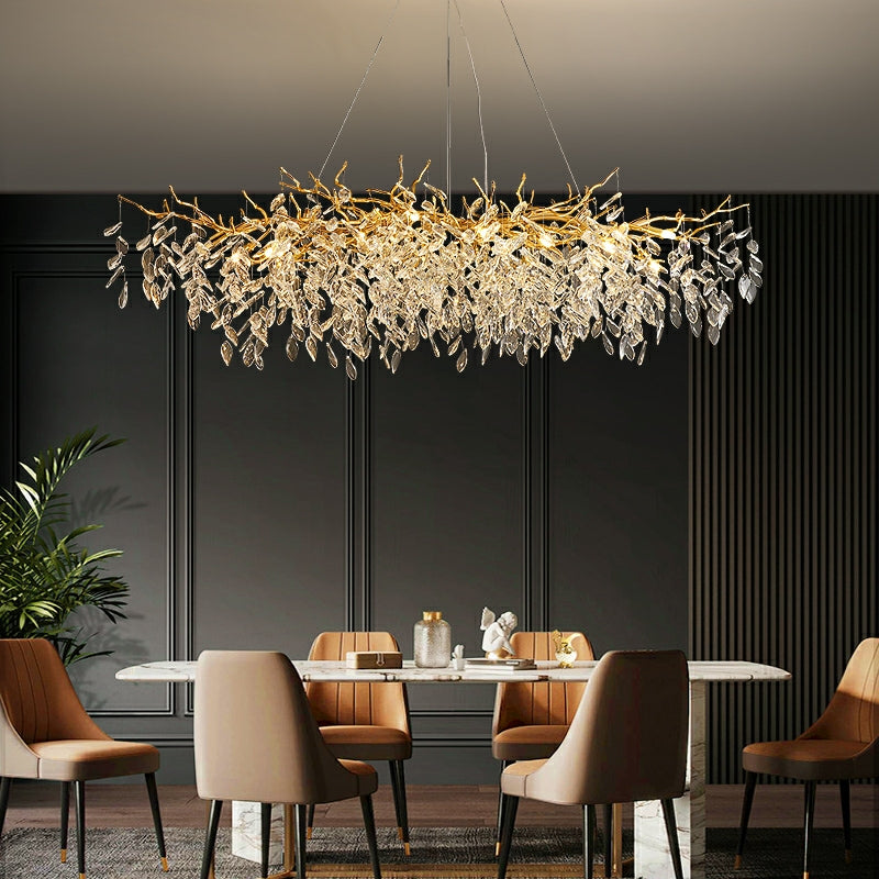 Lustre à branches en cristal et aluminium, de 6 à 14 lumières