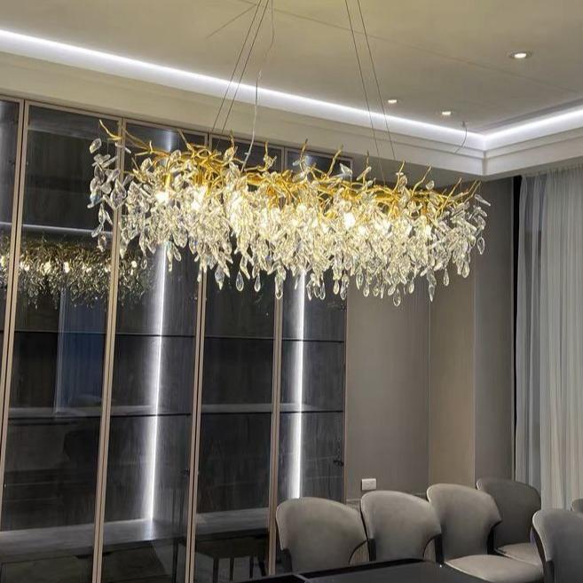 Lustre à branches en cristal et aluminium, de 6 à 14 lumières