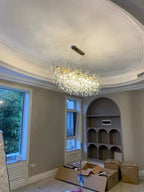 Lustre à branches en cristal et aluminium, de 6 à 14 lumières