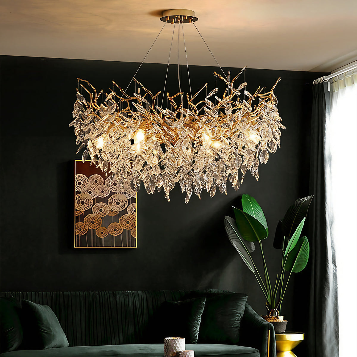 Lustre à branches en cristal et aluminium, de 6 à 14 lumières