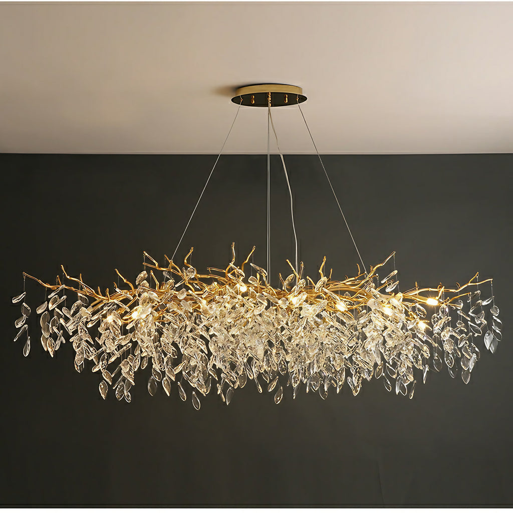 Lustre à branches en cristal et aluminium, de 6 à 14 lumières