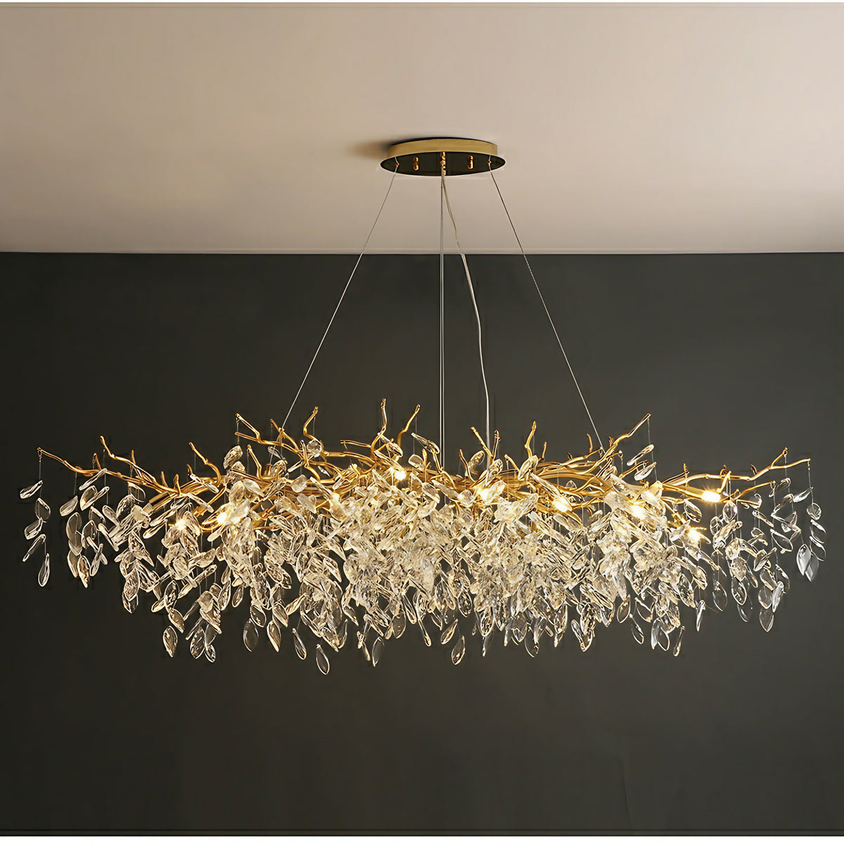 Lustre à branches en cristal et aluminium, de 6 à 14 lumières