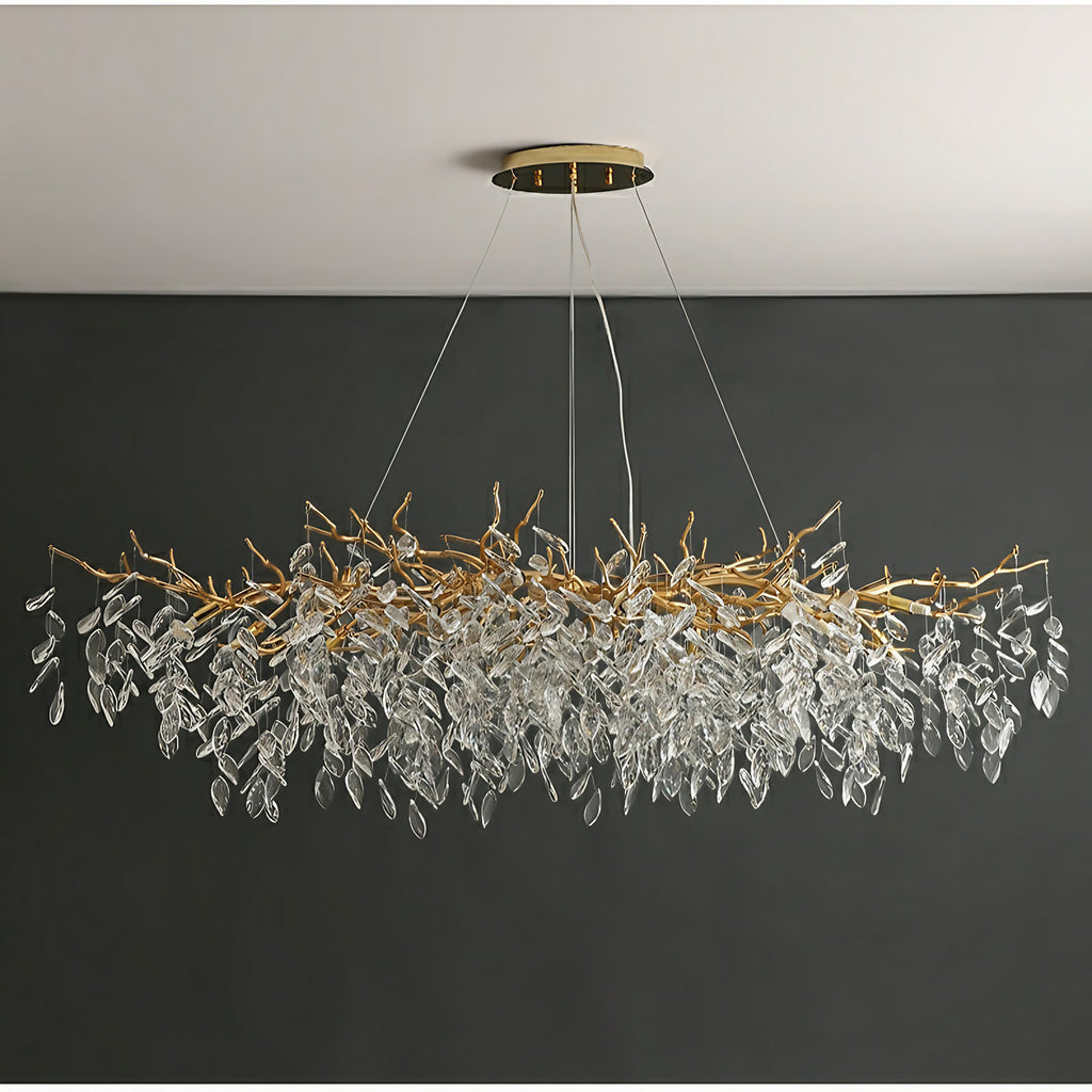 Lustre à branches en cristal et aluminium, de 6 à 14 lumières
