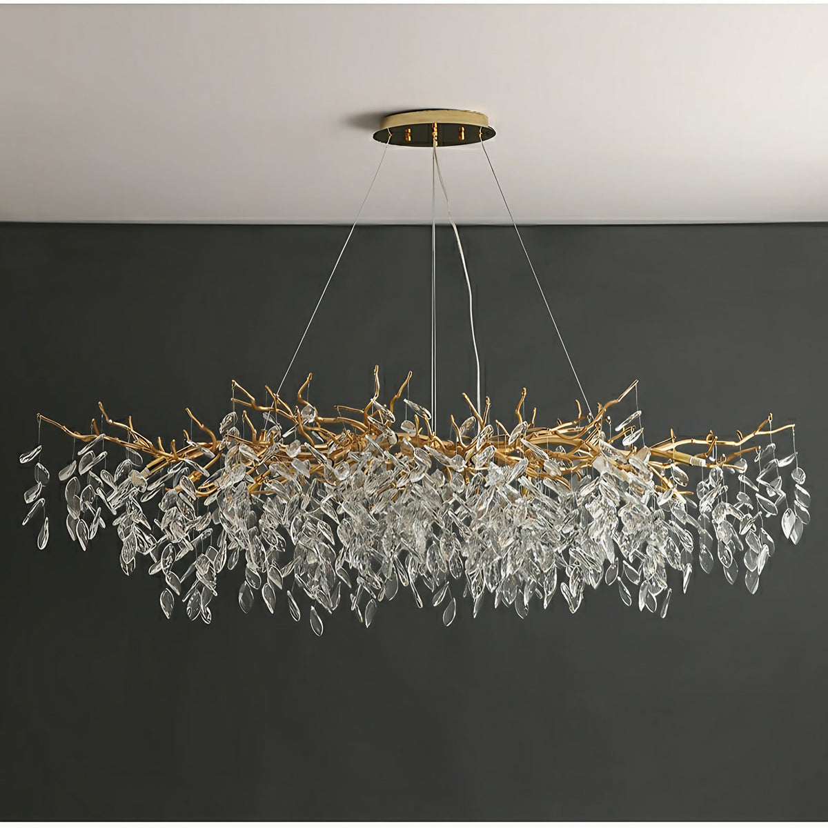 Lustre à branches en cristal et aluminium, de 6 à 14 lumières