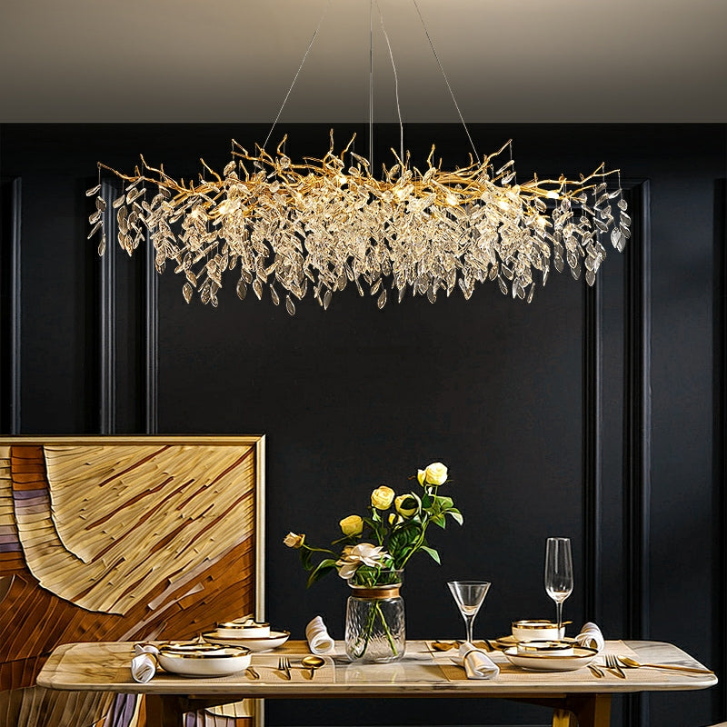 Lustre à branches en cristal et aluminium, de 6 à 14 lumières