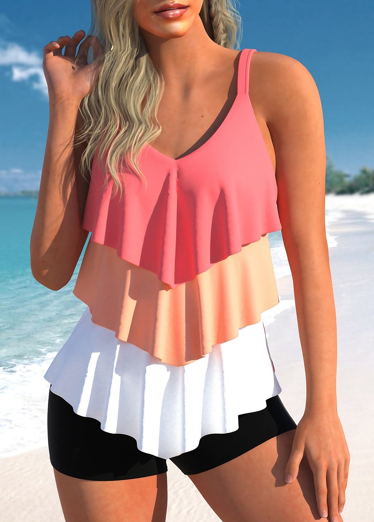 Maillot de bain femme à pois, douze coloris, du S au 5XL, rose et orange