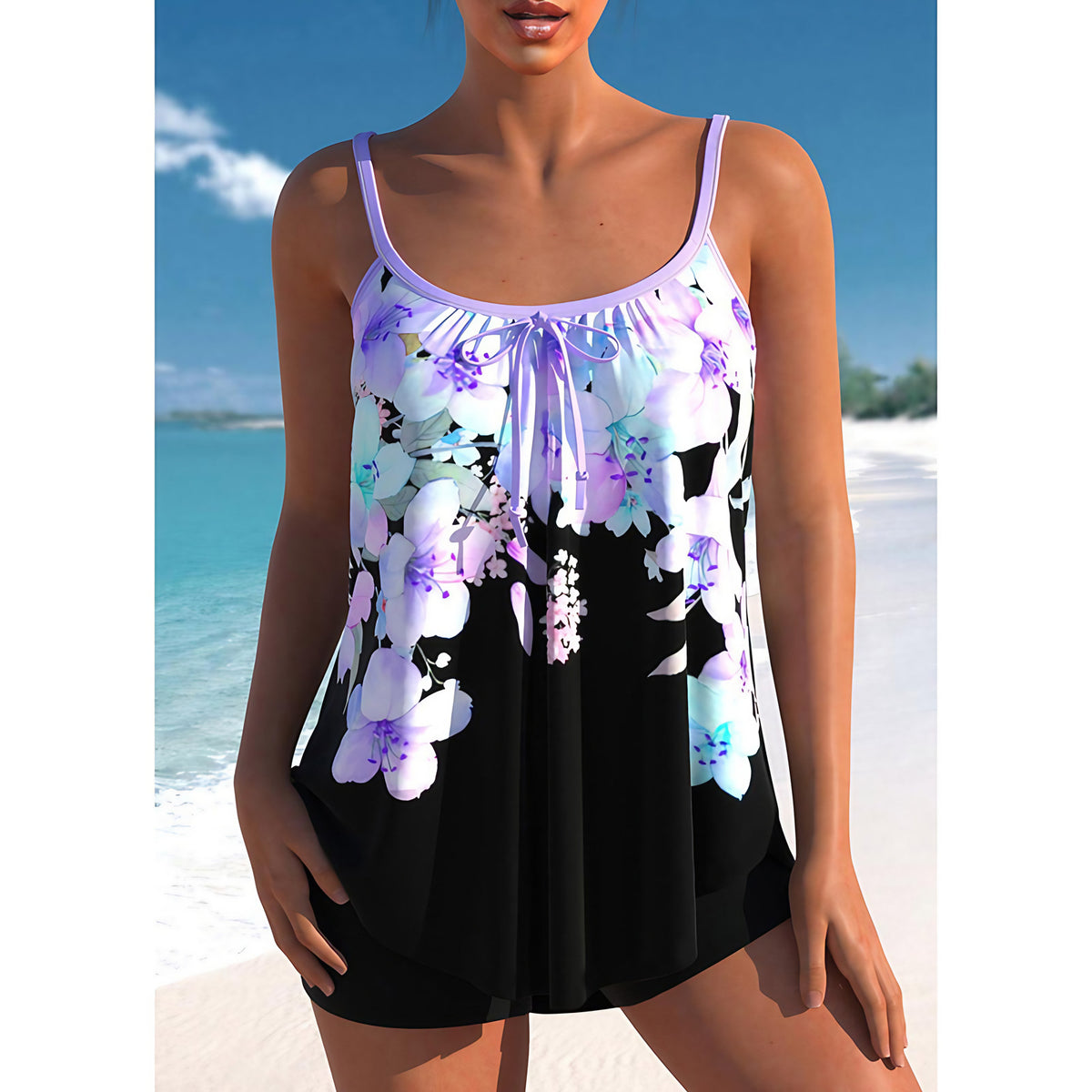 Maillot de bain femme à pois, douze coloris, du S au 5XL, noir et violet