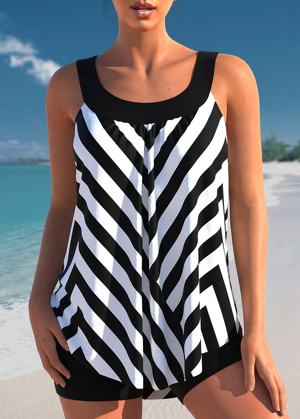 Maillot de bain femme à pois, douze coloris, du S au 5XL, noir et blanc
