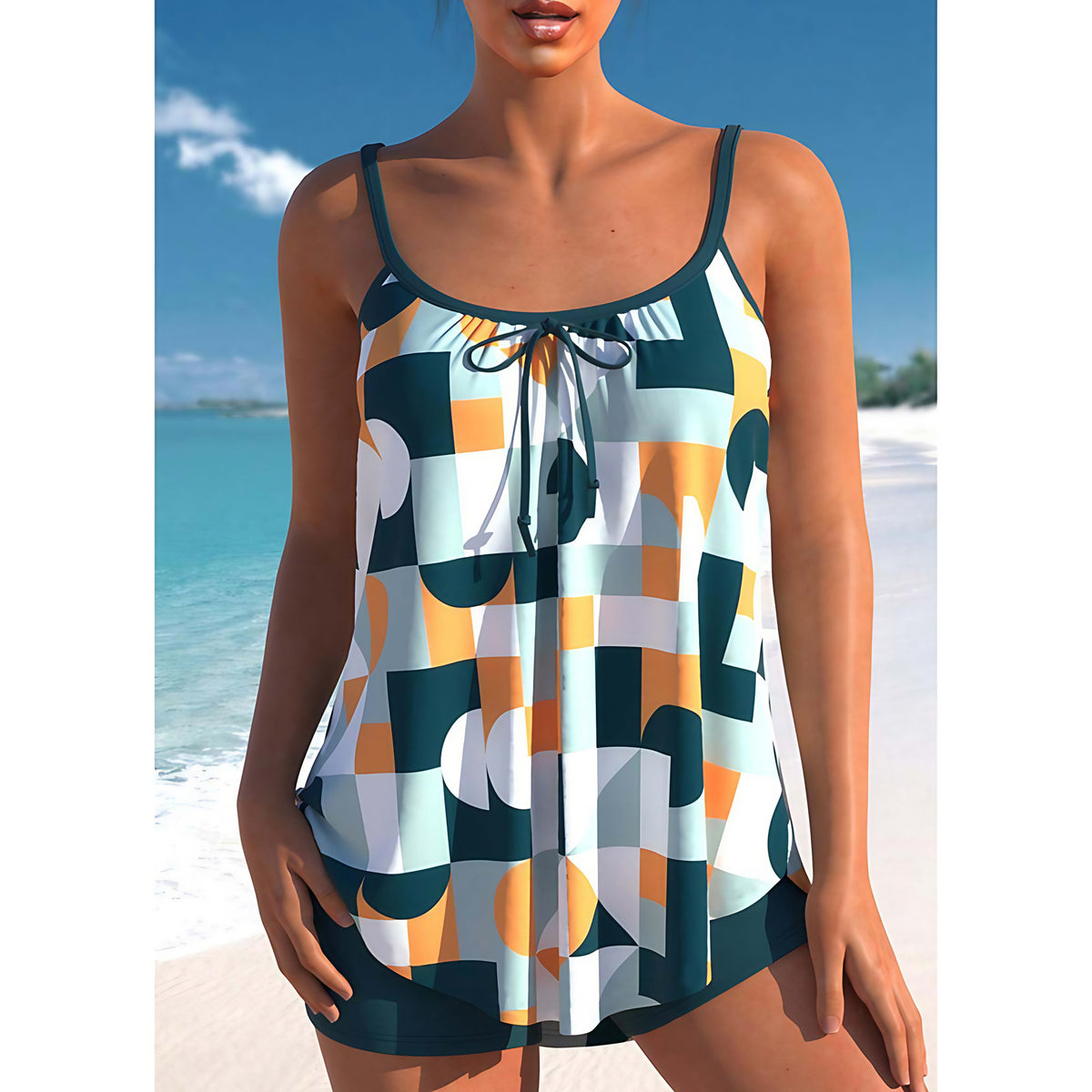 Maillot de bain femme à pois, douze coloris, du S au 5XL, vert et blanc