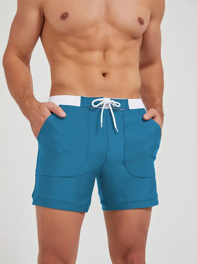 Maillot de bain homme à séchage rapide, huit coloris, S au 3XL, bleu paon