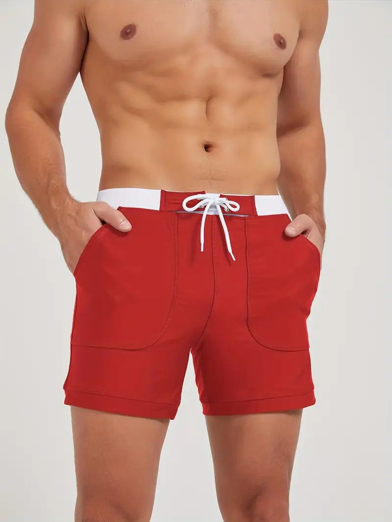 Maillot de bain homme à séchage rapide, huit coloris, S au 3XL, rouge