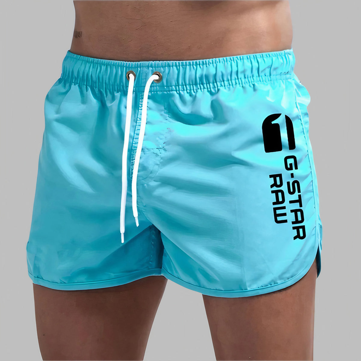 Short de bain homme uni à séchage rapide, cinq coloris, bleu