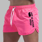 Short de bain homme uni à séchage rapide, cinq coloris, rose