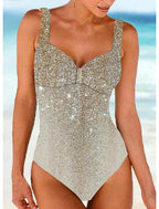 Maillot de bain push-up femme, coupe ajustée, cinq coloris, argenté
