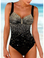 Maillot de bain push-up femme, coupe ajustée, cinq coloris, doré et noir