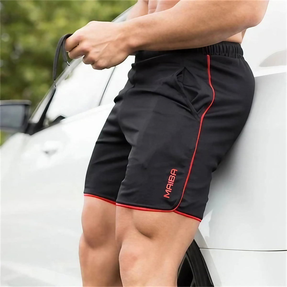 Maillot de bain homme ajusté, séchage rapide, onze coloris, noir et rouge