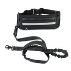 Laisse mains libres pour chien, ceinture réglable et laisse élastique, noir