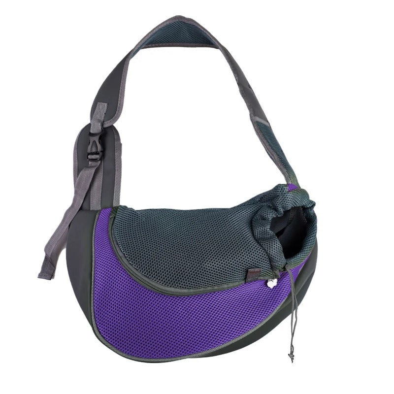 Sac de transport pour chien en bandoulière rembourrée, S ou L, violet