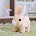Lapin en peluche interactif pour enfant, saute et bouge les oreilles, beige