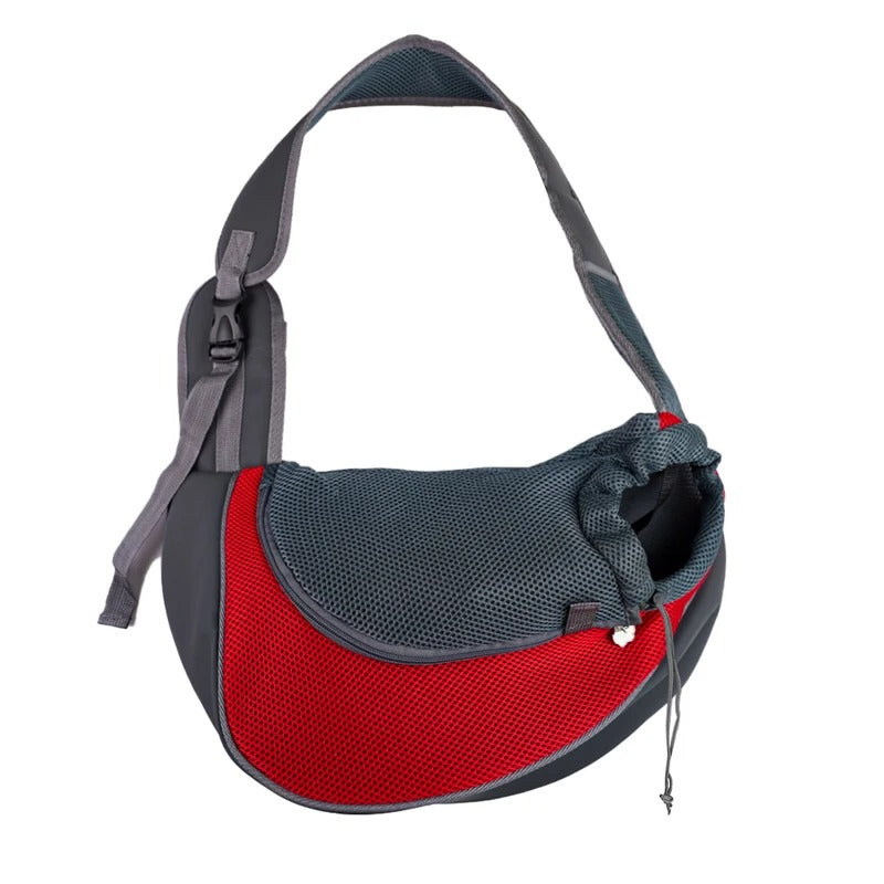 Sac de transport pour chien en bandoulière rembourrée, S ou L, rouge