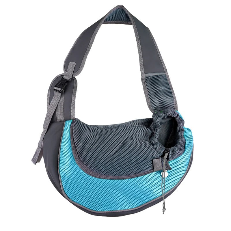 Sac de transport pour chien en bandoulière rembourrée, S ou L, bleu