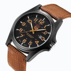 Montre outdoor homme étanche 50 m, boîtier 45 mm, chronomètre, marron