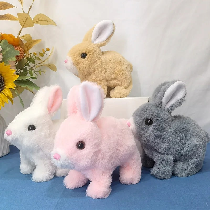Lapin en peluche interactif pour enfant, saute et bouge les oreilles