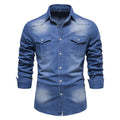 Chemise en denim homme, coupe droite, poches poitrine, bleu denim