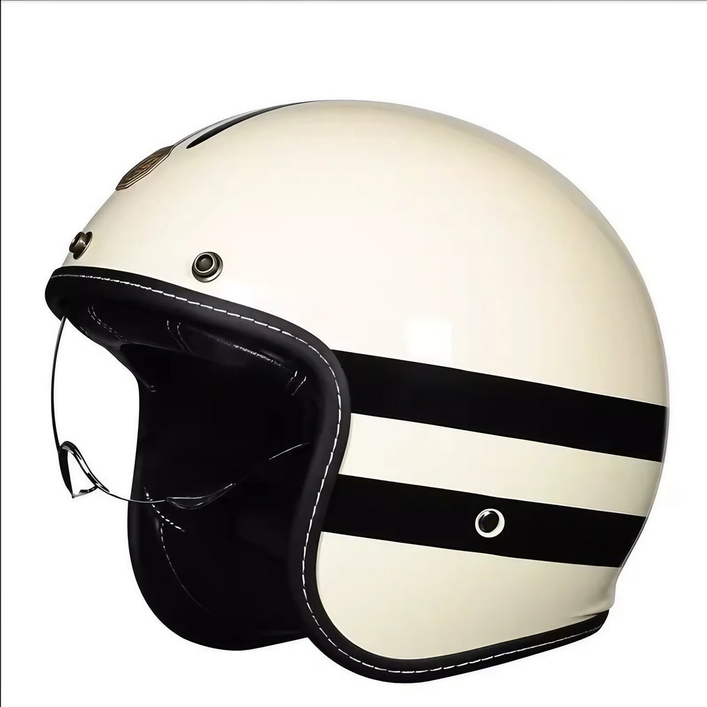 Casque moto vintage à profil bas, mousse haute densité
