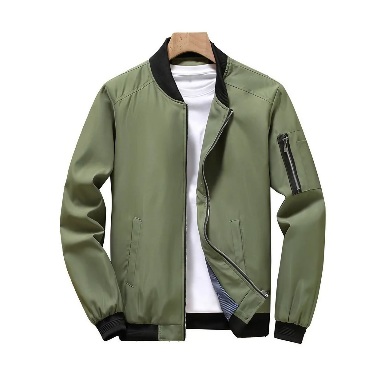 Veste bombardier homme, style décontracté chic, XS au XL, vert armée