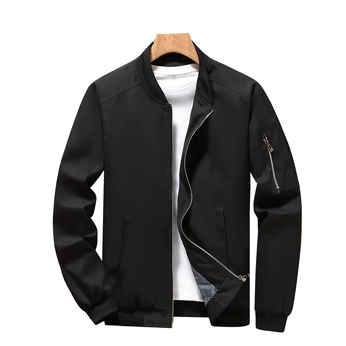 Veste bombardier homme, style décontracté chic, XS au XL, noir