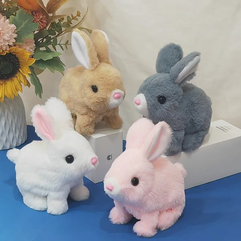 Lapin en peluche interactif pour enfant, saute et bouge les oreilles