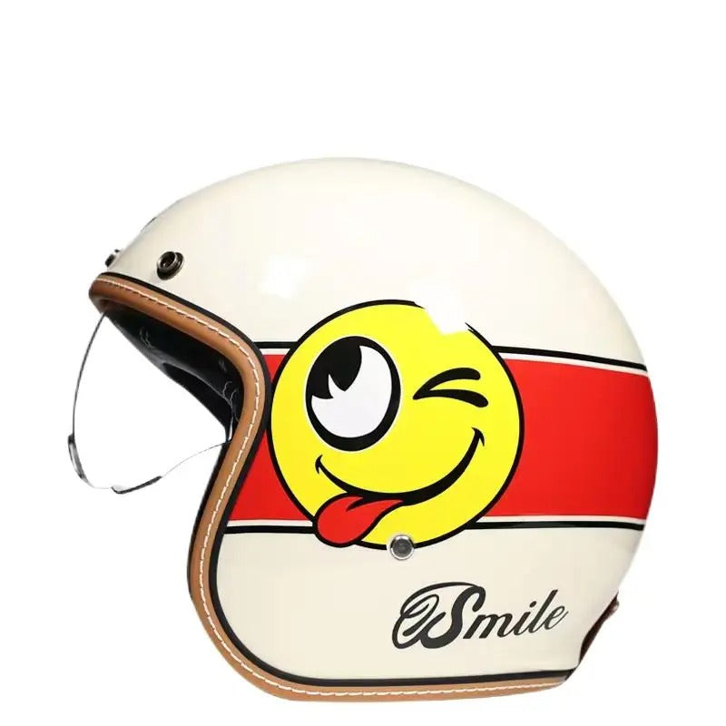 Casque moto vintage à profil bas, mousse haute densité