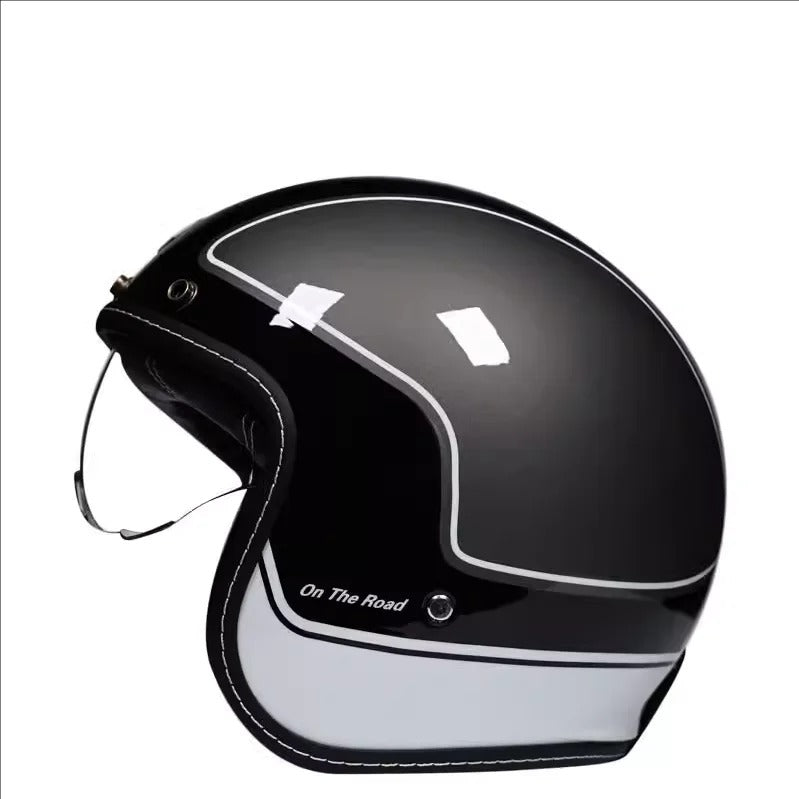 Casque moto vintage à profil bas, mousse haute densité